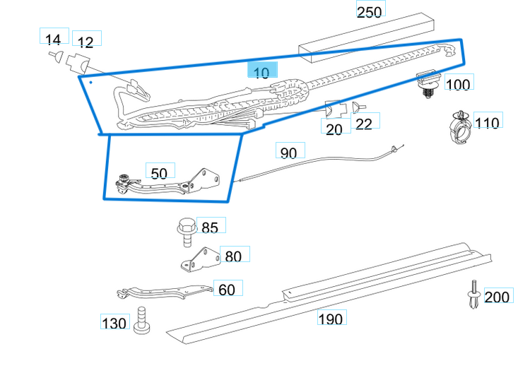 Sürgülü Kapı Kızak Sürgü Takımı Sağ Alt Uzun Kablo / Sürgülü Kapı Zinciri Sprinter W906, VW Crafter OEM A9068204100, A9068204169, 2E0971951AF