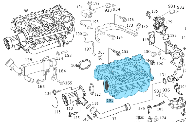 Emme Manifoldu C Seri W203, E Seri W210, W211 Motor:OM611, OM646 OEM A6110903637, A6110902337