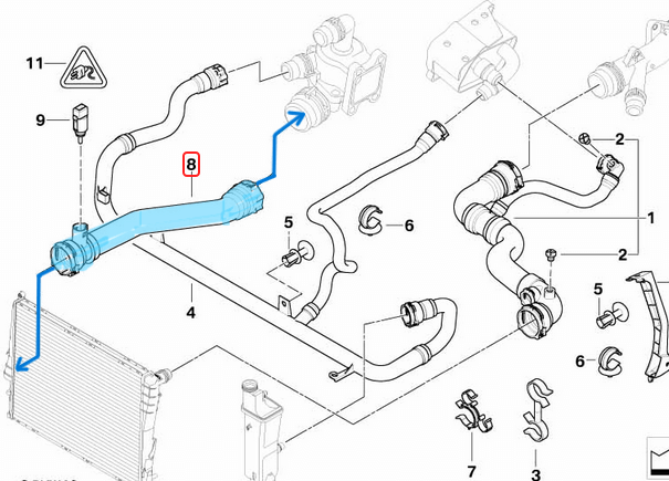 Radyatör Hortumu Alt  BMW 3 Seri E46 Motor: N42, N46 OEM 17127516416