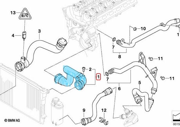 Radyatör Hortumu Üst BMW X5 Seri E53 Motor: M54  OEM 11537500733