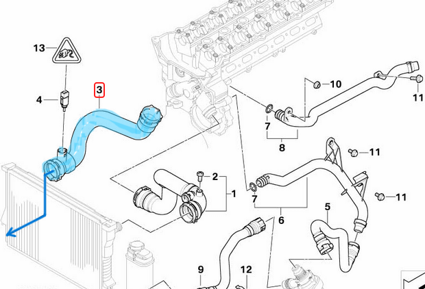 Radyatör Hortumu Alt BMW X5 Seri E53 Motor: M54  OEM 11537508688