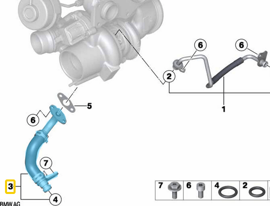 Turbo Yağ Borusu / Turbo Yağ Geri Dönüş Borusu BMW 1 Seri F20, F21, 2 Seri F22, F23, 3 Seri F30, F31, F34, 4 Seri F32, F33, F36, 5 Seri F07, F10, F11, X1 E84, X3 F25, X4 F26, X5 F15, X6 F16, Motor N20, OEM 11428626653, 11427588934, 8 626 653, 7 588 934