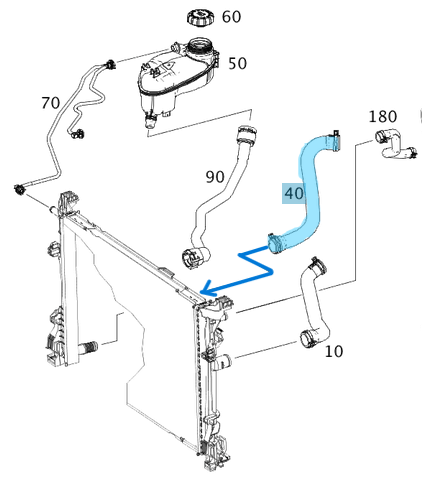 Radyatör Üst Orta Hortumu / Radyatör Hortumu Üst Orta CLA W117, GLA W156, A Seri W176, B Seri W242, W246 Motor: M270  OEM A2465010282