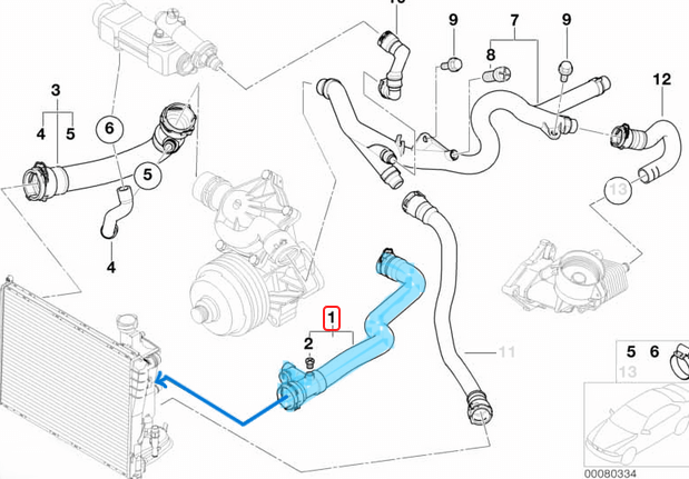 Radyatör Hortumu Üst BMW X5 Seri E53 Motor: M57N  OEM 11537788276