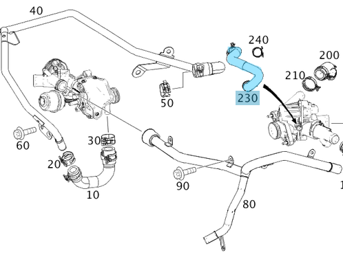 Su Hortumu / Soğutma Suyu Hortumu CLA W117, GLA W156, A Seri W176, B Seri W242, W246 Motor: M270  OEM A2602030000, A2702031782, A2702031182, A2702030182
