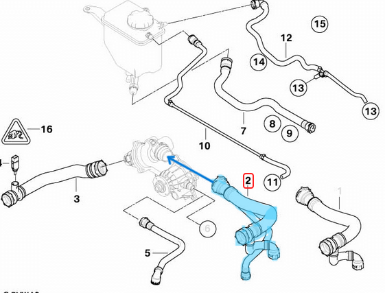 Radyatör Hortumu Üst BMW 5 Seri E60, E61,  Motor: N62 OEM 17127519248
