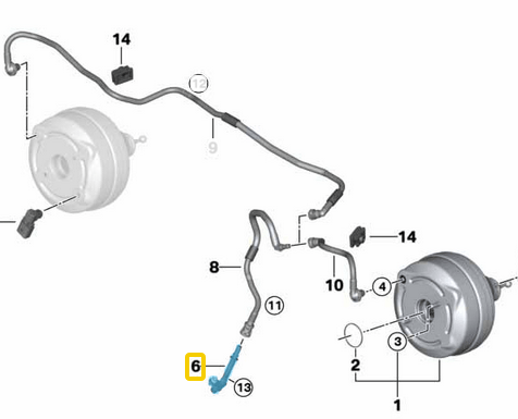 Vakum Pompa Valfi Boru Tip BMW Motor: B32, B38, B42, B48, B57, B58, OEM 11667620923, 7620923