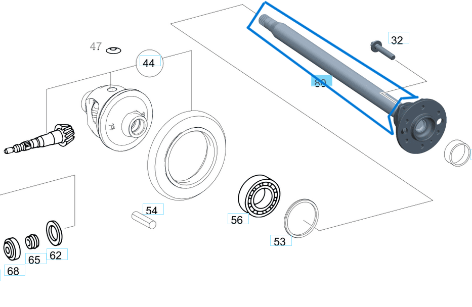 Aks Mili (Poryasız) Arka Sağ 40x890mm Sprinter W906, VW Crafter OEM A9063504010, A9063502710, 2E0501172D
