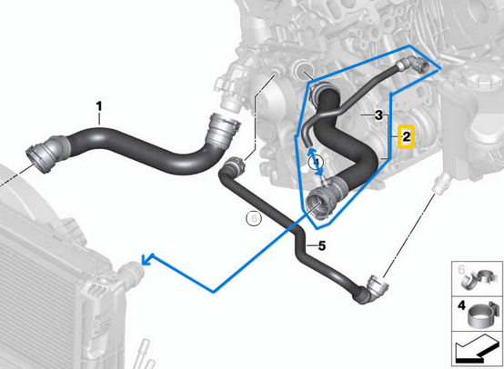 Radyatör Hortumu Üst BMW X5 Seri E70 Motor: N52N  OEM 17127797257