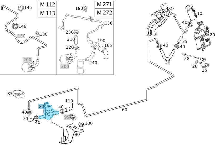 Depo Yakıt Hava Valfi / Yakıt Havalandırma Valfi  C Seri W202, W203, W204, CLK W208, W209, E Seri W210, W211, W207, S Seri W221, W222, Sprinter W906, Motor: M271, OEM A0004708793, A0004706593, A0004703793, A0004701693, A0004701993, A0004701493