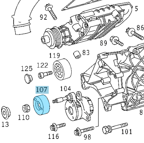 Kayış Gergi Makarası Sac / Kayış Gergi Kasnağı / Kayış Gergi Bilyası Sac C Seri W202, E Seri W210, S Seri W140, Motor: M104, M111, M119, OEM A1192001470, A1192000970, 1192001470, 1192000970