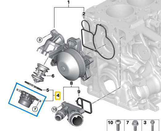 Termostat Kapağı BMW 1 Seri E81, E82, E87, E88, 3 Seri E90, E91, E92, E93, 5 Seri E60, E61, X1 E84, X3 E83  N47  OEM 11517805191