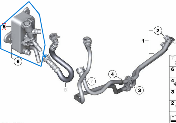 Otomatik Şanzıman Yağ Soğutma Radyatörü BMW 3 Seri E90, E91, E92, E93, 5 Seri F07, F10, F11, 7 Seri F01, F02, X5 Seri E70, X6 Seri E71, Motor N57 OEM 17217800408