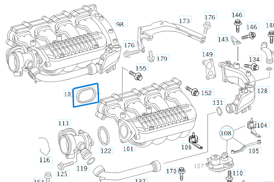 Emme Manifold Contası 5'li Set C Seri W203, E Seri W210, W211 OM611, OM646 OEM A6110940080