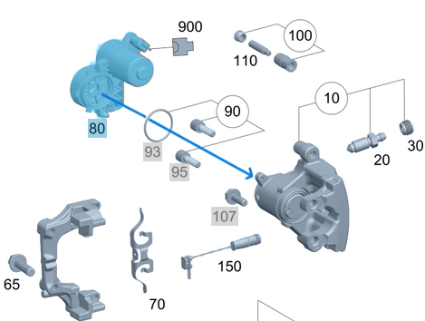 El Fren Park Motoru 6 DİŞ Ø10,66mm / El Fren Ayar Motoru Sağ GLC W253, C Seri W205, OEM A0009061303, A2054232098, A2054231998