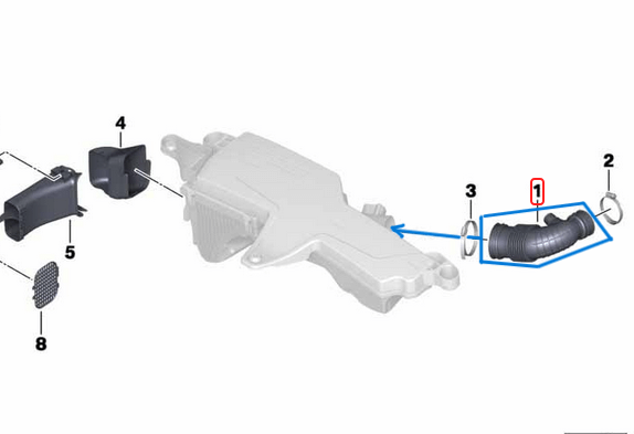 Hava Filtre Borusu / Hava Filtre Körüğü BMW 1 Seri F20, F21, 3 Seri F30, F31, Motor: N13 OEM 13717597586