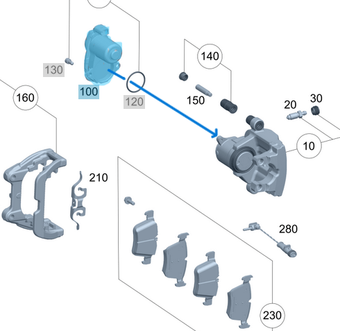 El Fren Park Motoru 6 DİŞ Ø10,66mm / El Fren Ayar Motoru Sol GLC W253, C Seri W205, OEM A0009061203
