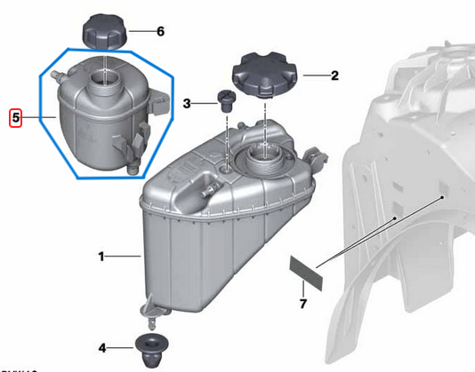 Radyatör Yedek Su Deposu Küçük BMW 5 Seri G30, G31, 6 Seri G32, 7 Seri G11, G12,  8 Seri G14, G15, G16, OEM  17139485733, 17138610655