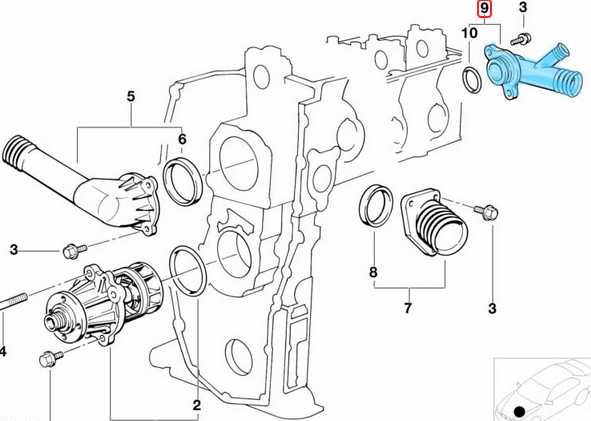 Blok Bakalit Su Borusu / Kalorifer Bakalit Su Borusu 3 Seri E36, 5 Seri E34, Z3 Seri E36 Motor: M43 OEM 11531743679, 11531739208(Kopya)