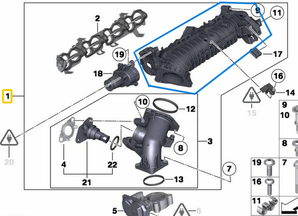 Manifold Emme Klapeli / Emme Manifoldu BMW 1 Seri F20, F21, 2 Seri F22, 3 Seri E90, E91, E92, E93, F30, F31, F34, 4 Seri F32, F33, F36, 5 Seri F07, F10, F11, X1 Seri E84, X3 Seri F25, X5 Seri F15 Motor: N47N OEM 11617807991