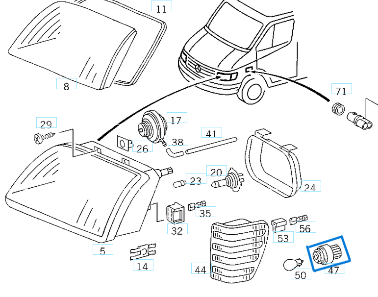 Sinyal Duyu Sağ Sol Sprinter W901, W902, W903, W904 OEM A0018261882, 0018261882