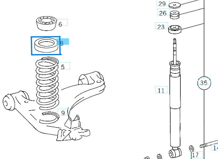 Get Lastiği Ön 17mm 4 Kertik C Seri W202, E Seri W210 OEM A2103210484