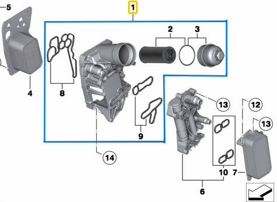 Yağ Filtre Kütüğü Plastik Gövde (boş)  F10, F20, F30 1 SERI, 3 SERI, 5 SERI N47N OEM 11428507697