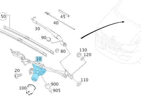 Silecek Motoru Ön Sprinter W906, VW Crafter OEM A9068200040, 2E0955023