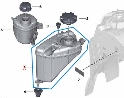 Radyatör Yedek Su Deposu BMW 5 Seri G30, G31, 6 Seri G32, 7 Seri G11, G12, 8 Seri G14, G15, G16, OEM 17138610656, 17138742975, 17139487210, 17139884859(Kopya)