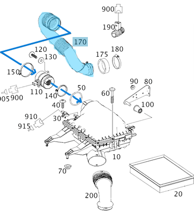 Hava Filtre Emiş Borusu / Hava Giriş Borusu Sprinter W906, W907 OM642, OEM A9065282224, A9065281524, A9065280224