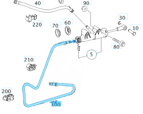 Debriyaj Hidrolik Borusu Üst Merkezden Şanzımana Sprinter W906 OEM A9062900313