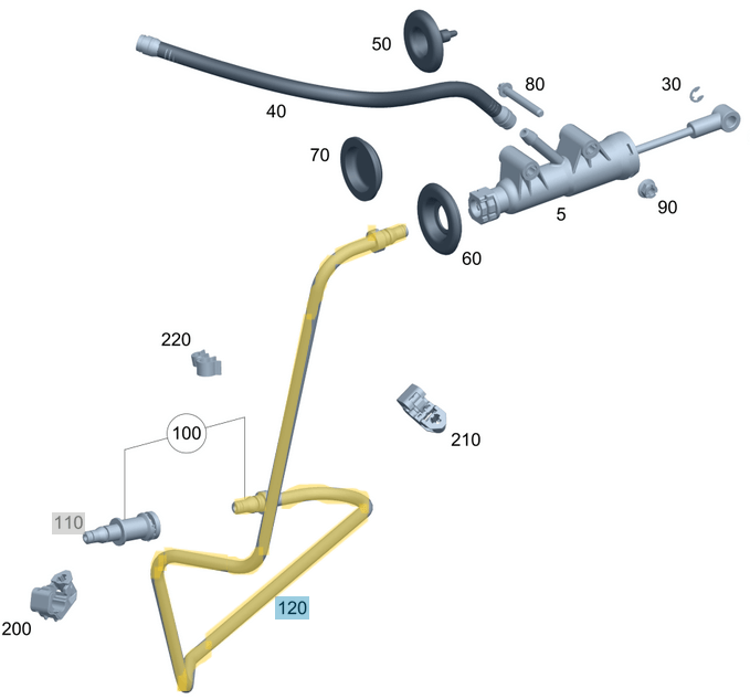 Debriyaj Hidrolik Borusu Üst Merkezden Şanzımana Sprinter W906 OEM A9062900313