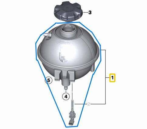 Radyatör Yedek Su Deposu / Genleşme Kabı (Kapaksız) Seviye Müşürlü BMW X3 Seri F25, X4 Seri F26, Motor: N47N, B47 OEM  17138616418, 17137639464, 17137823544