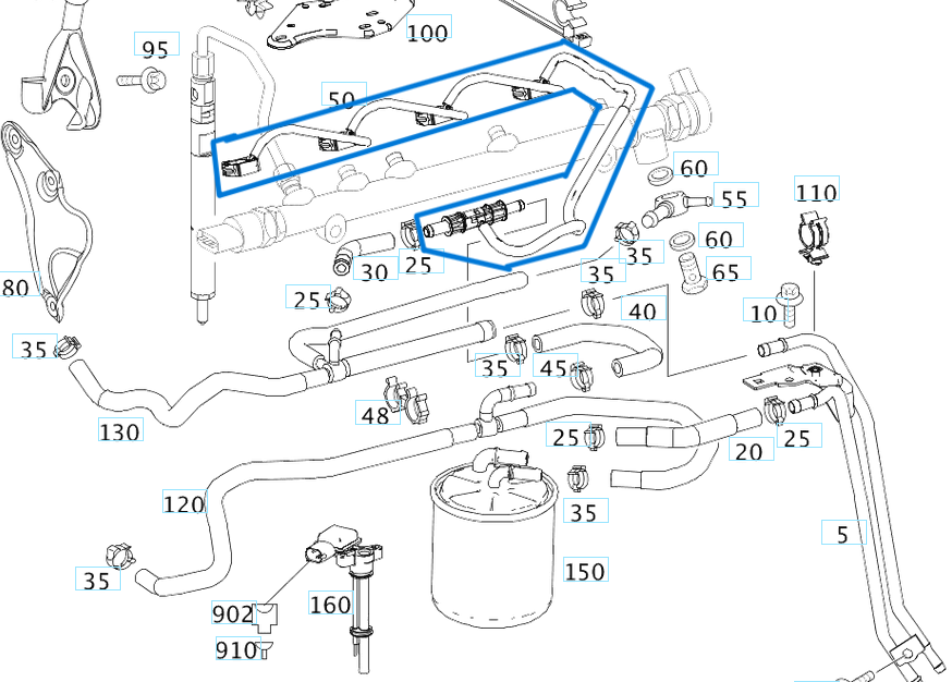 MAZOT GERİ DÖNÜŞ HORTUMU C Seri W204, E Seri W211 OM646 OEM A6460702132, A6460701732, A6460701832