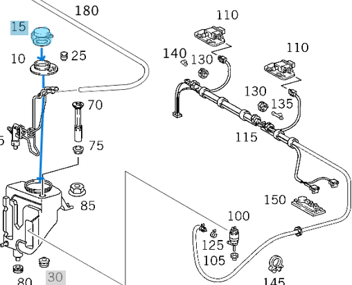 Silecek Su Depo Kapağı E Seri W124, W210, C Seri W202, S Seri W126, W220, Vito W639, Sprinter W901, W902, W903, W904 OEM A2028609369, A6388690008, A1248690172