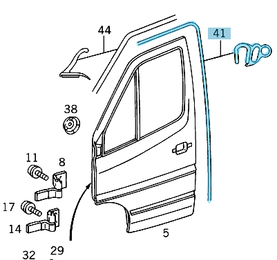 Kapı Lastiği Ön Sağ-Sol / Ön Sağ-Sol Kapı Lastiği Sprinter W901, W902, W903, W904, OEM A6906970298, A9016970398