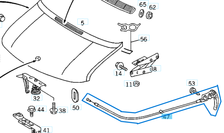 Kaput Açma Teli Sprinter W901, W902, W903, W904 OEM A9017500359