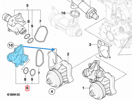 Termostat Komple Kapaklı BMW 3 Seri E46, 5 Seri E39, 7 Seri E38, X5 Seri E53 Motor: M57 OEM 11512354056