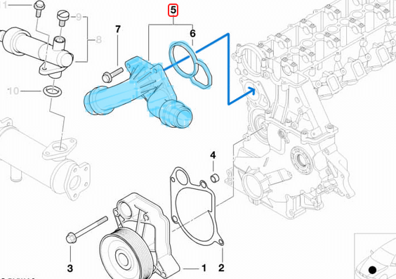 Termostat 85'C Komple Kapaklı BMW 3 Seri E46, 5 Seri E39, Motor: M47, OEM 11532247019