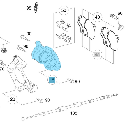 Kaliper Arka Sağ / Fren Beyni Arka Sağ Ø51 mm Sprinter 209-319 W906, VW Crafter OEM A0034207283, 2E0615424