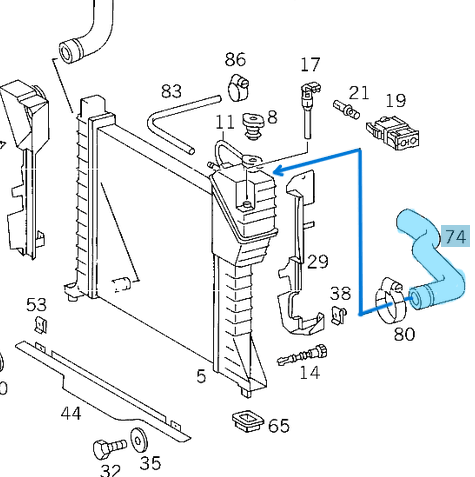 Radyatör Hortumu Üst Klimasız Sprinter W901, W902, W903, W904 Motor: OM601, OM602 OEM A9015011882, 9015011882