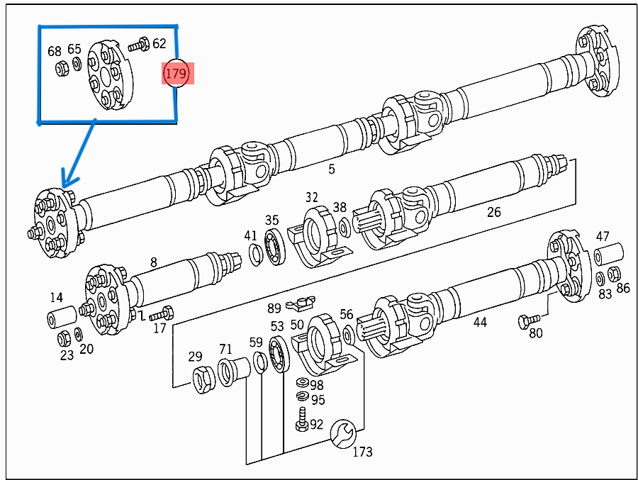Şaft Köselesi Ön Büyük Tamir Takımlı W124, W201 OEM A1244100615, A1244100715, A1264100515