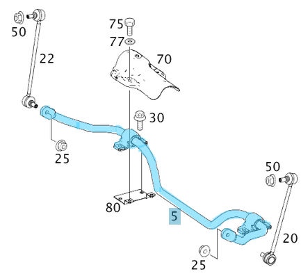 Viraj Demiri Ön / Denge Kolu Ön / Burulma Çubuğu Ön Vito W636, W639 OEM A6393232665