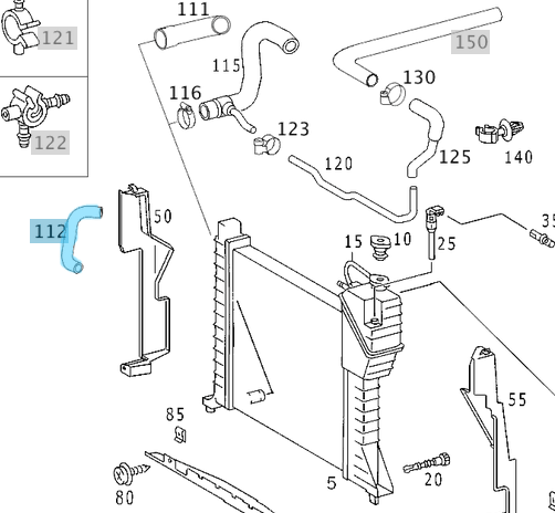 Radyatör Hortumu Üst Ara Sprinter W901, W902, W903, W904 Motor: OM611, OM612 OEM A9015013082, 9015013082