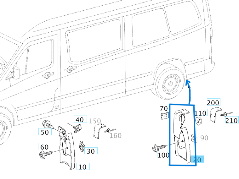 Paçalık Arka Sağ Sprinter Çift Teker 515-516 W906 OEM A9068820704