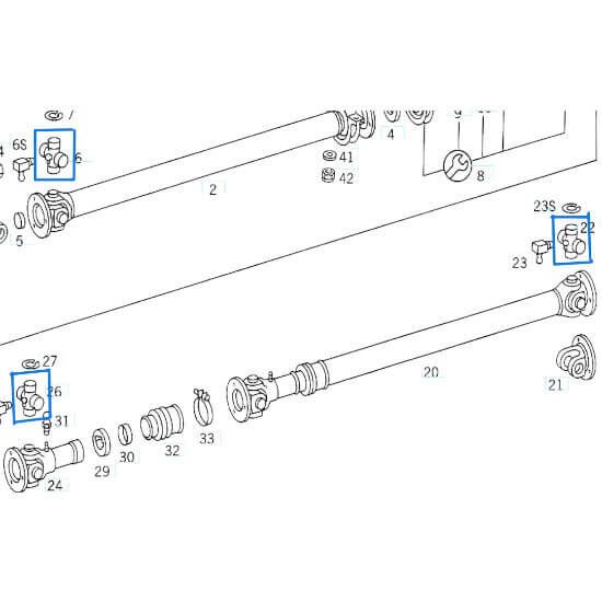 Mafsal Istavrozu / Şaft Istavrozu 24x75mm W115, W123, Minibüs 207, 208, 209, 210 W601 Vito W639 OEM A6014100231, A3194100231, A1234100131