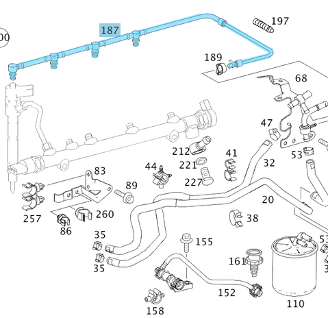Mazot Geri Dönüş Hortumu Sprinter W906 Motor: OM646 OEM A6460700932