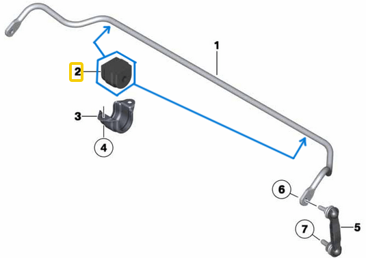 Viraj Demir Lastiği Arka 15mm BMW 5 Seri F07, F10, 6 Seri F06, F12, F13, 7 Seri F01, F02, OEM 33556781649