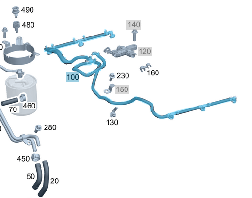 Mazot Geri Dönüş Hortumu Vito W639, Sprinter W906, Motor: OM642, OEM A6420705632, A6420702032, A6420703232
