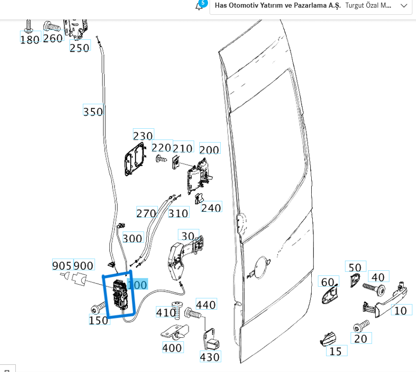 Kapı Kilidi Arka Sağ Orta Kilit Sprinter W906 OEM A9067400935, A9067401035, A9067400435